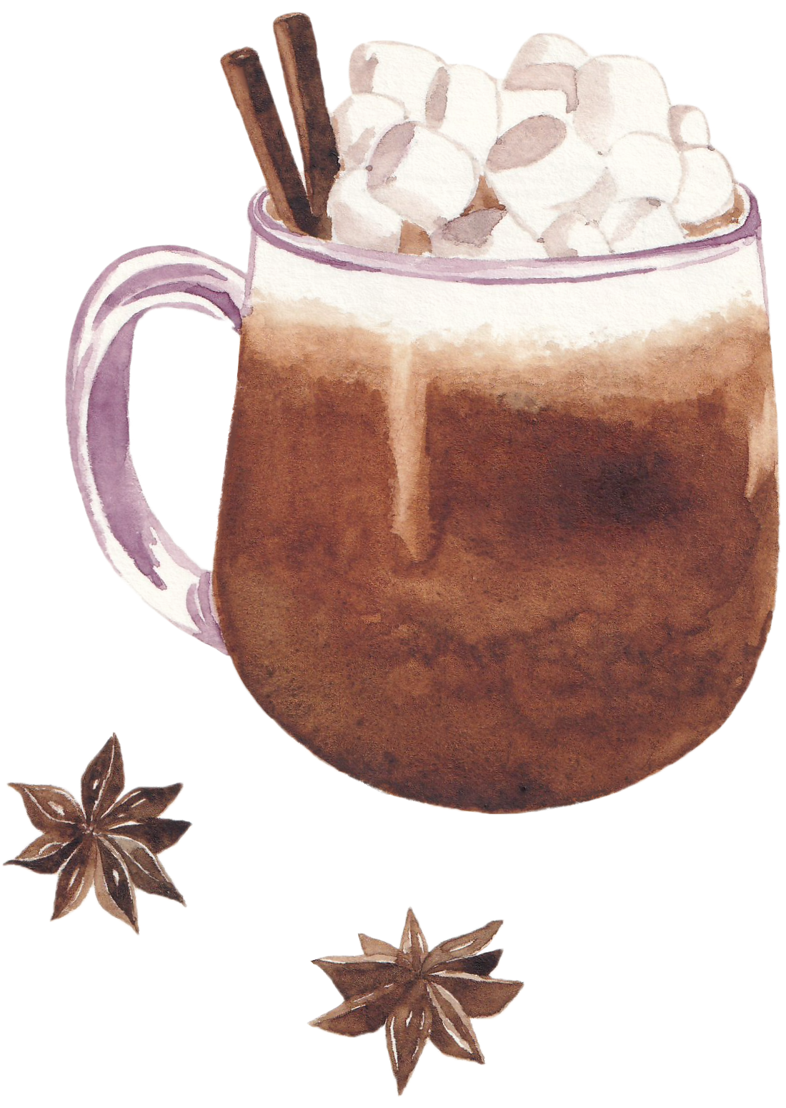 シナモンラテとスターアニス水彩イラスト