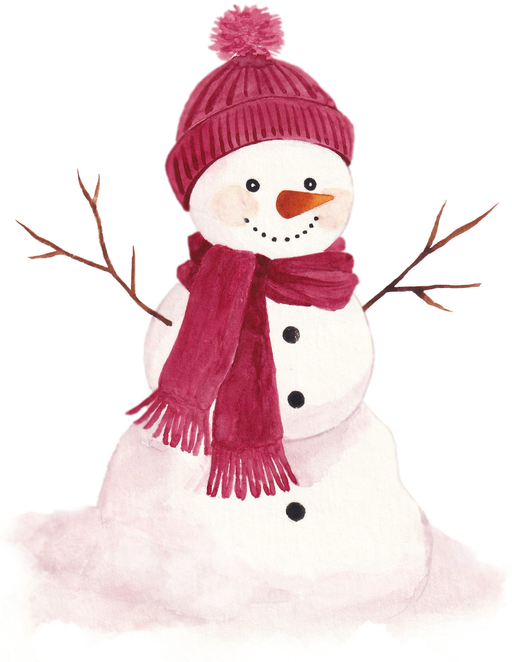 雪だるま水彩イラスト