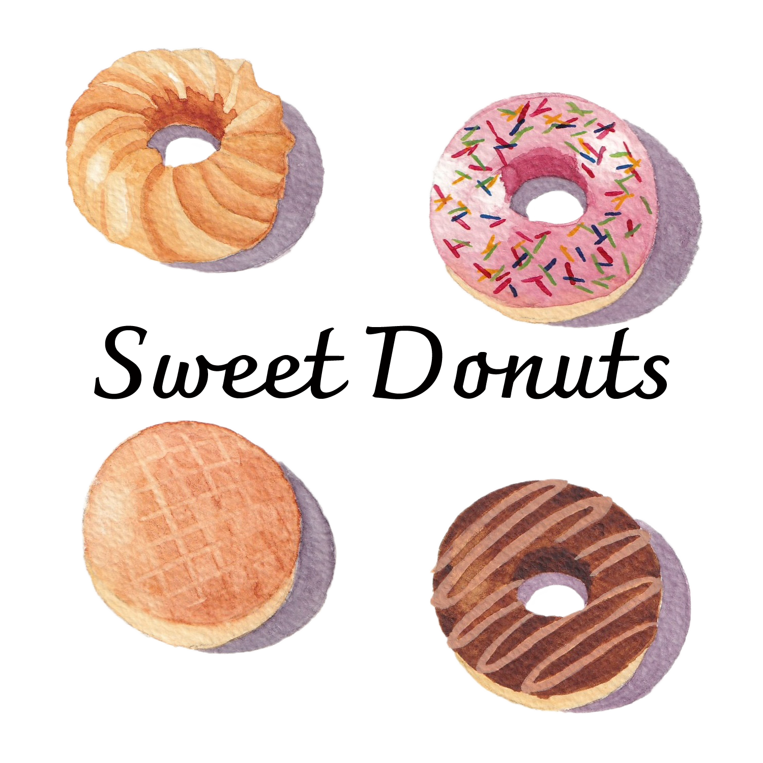 スイートドーナツ水彩イラスト