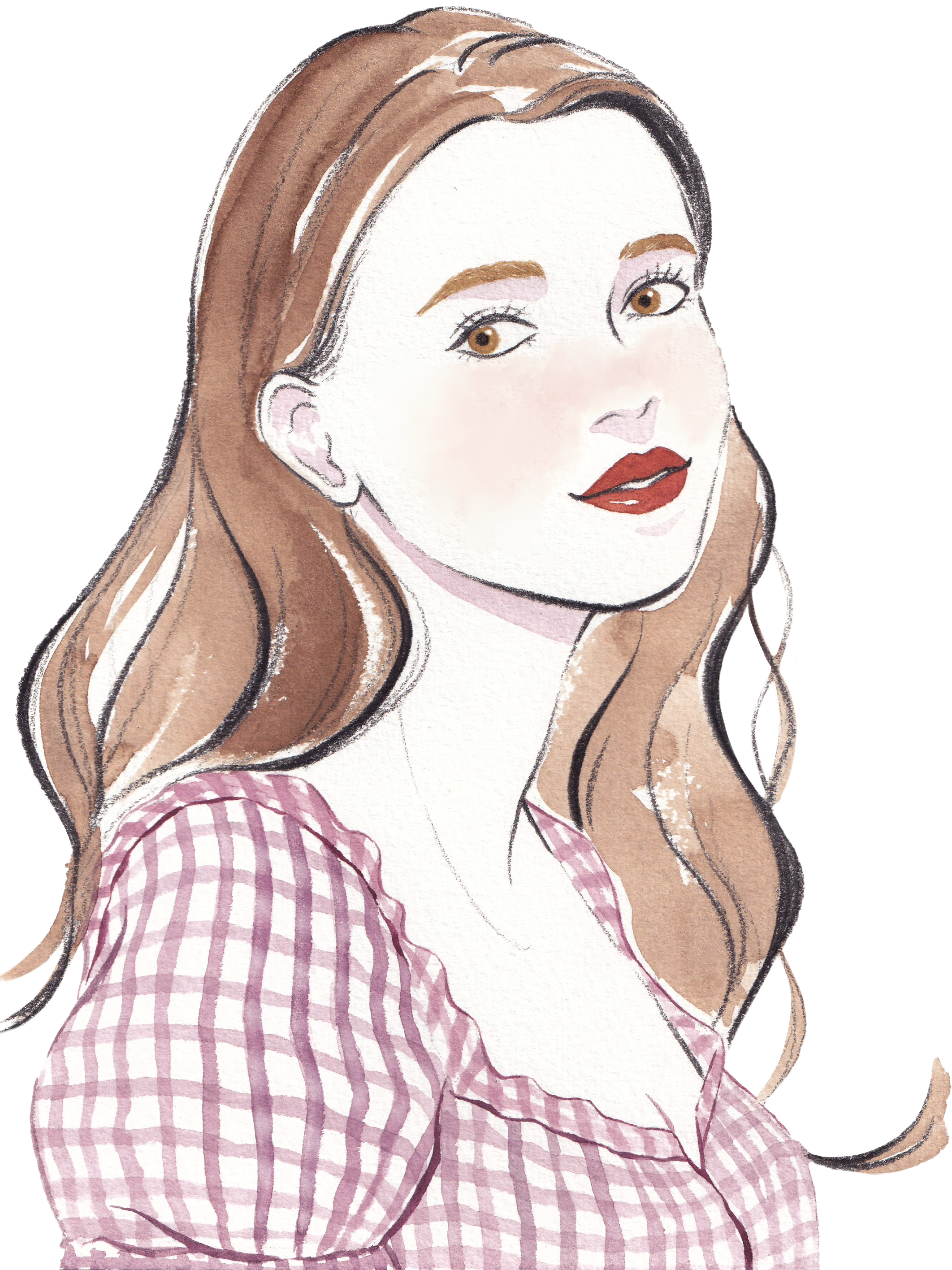 ギンガムチェック女性イラスト