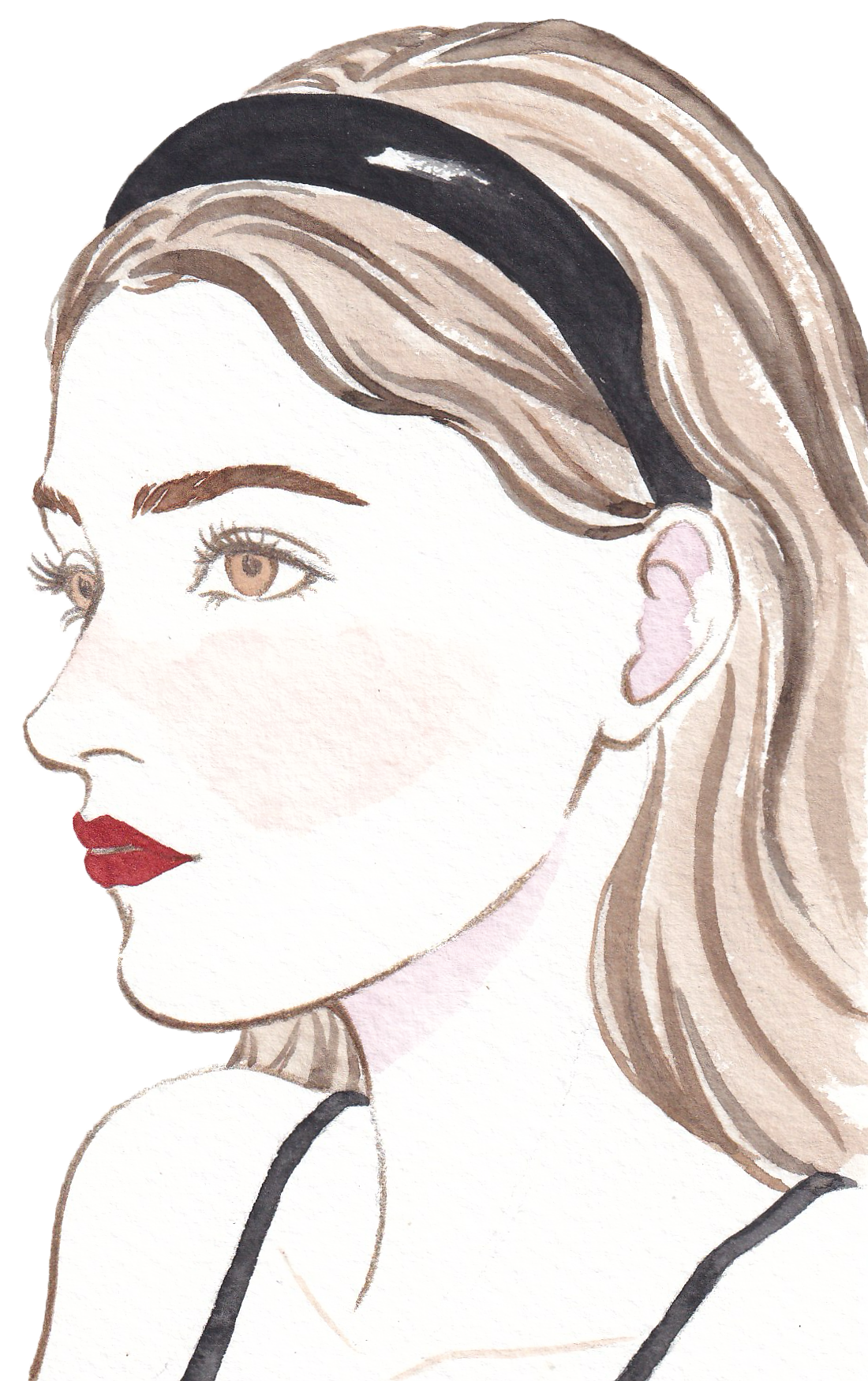 ヘアバンド女性水彩イラスト