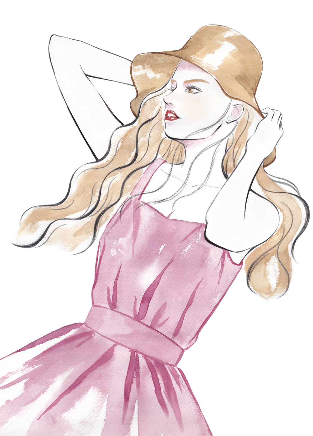 Terrier illustratorのイラスト - ピンクワンピース女性