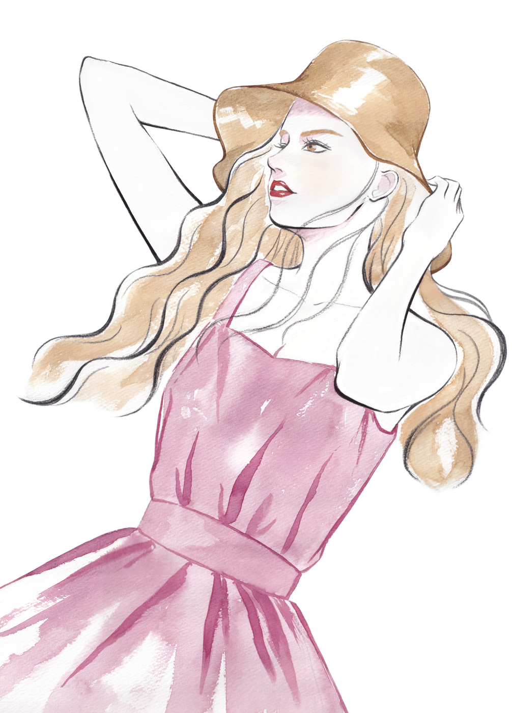 Terrier illustratorのイラスト - ピンクワンピース女性